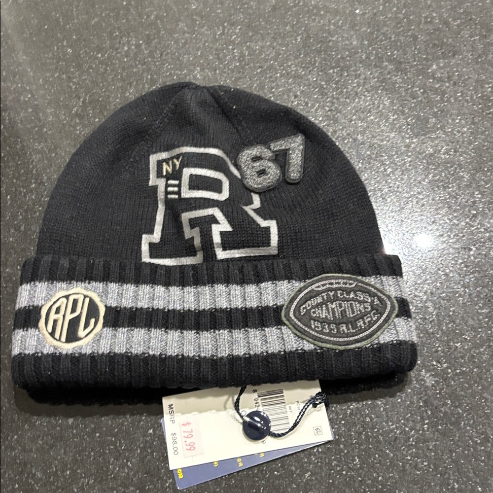 Polo by Ralph Lauren Black and Gray Beanie